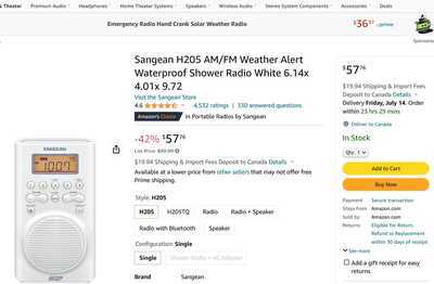 Screenshot 2023 07 07 at 20 10 02 Amazon.com Sangean H201 Portable AM FM Weather Alert Digital Tuning Waterproof Shower Radio White Electronics
